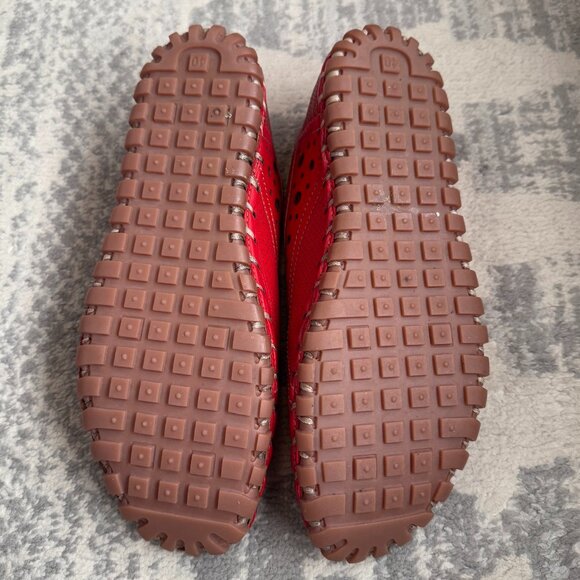 Volks Walkers Red Perforated Leather Running Shoes - Picture 7 of 8